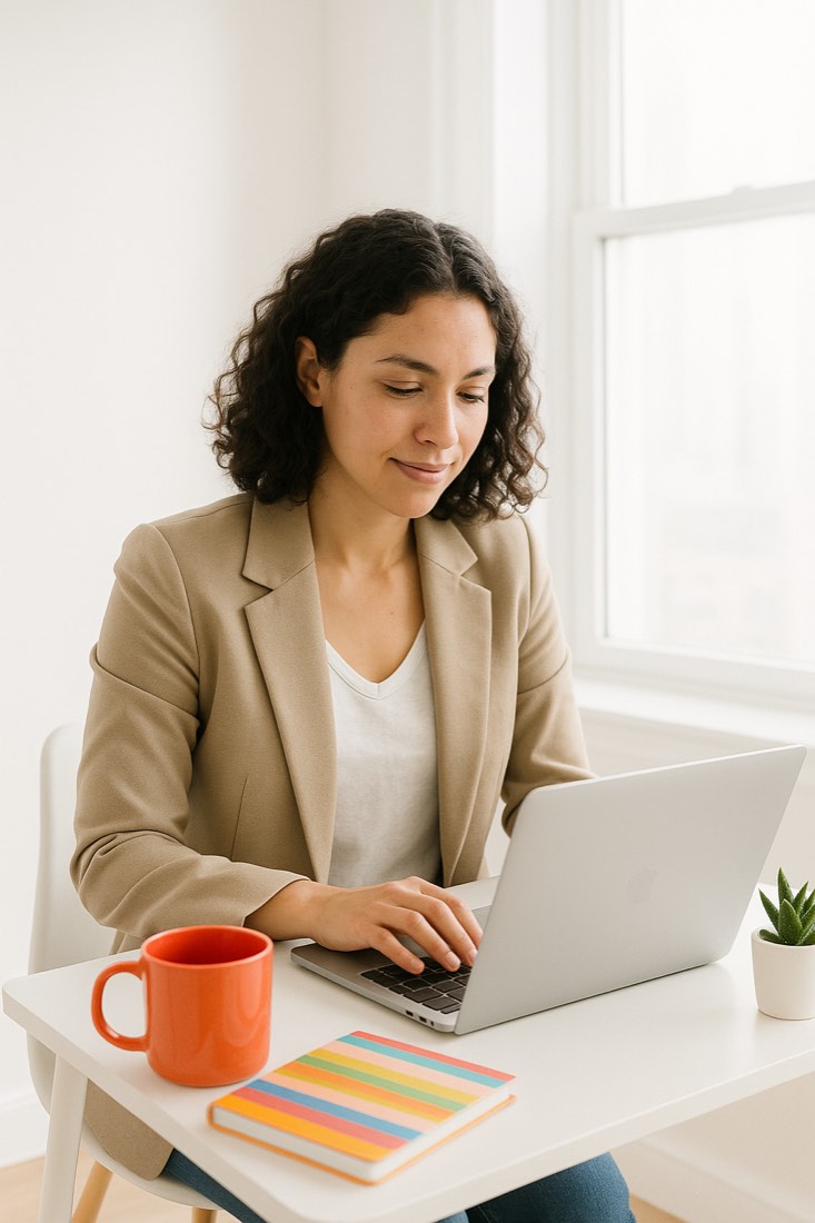 Small business owner working online