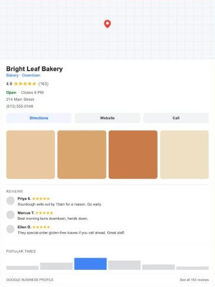 Example Google Business Profile listing