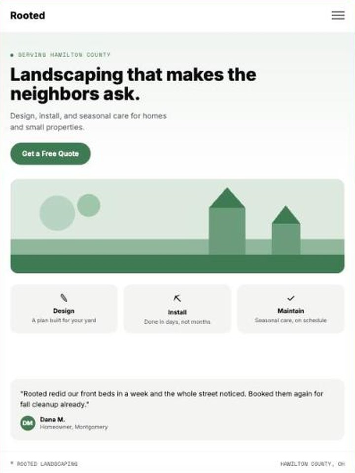 Example website homepage screenshot